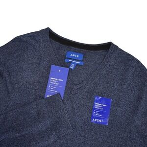 Apt. 9 Seriously Soft‎ Merino Sweater Mens XXL Tall V-Neck Long Sleeve Blue NWT